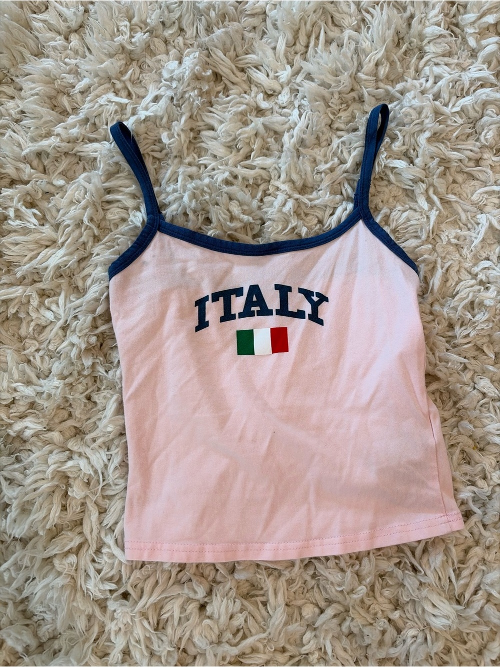 Edikted Pink Italy Flag Tank Top with Navy Trim